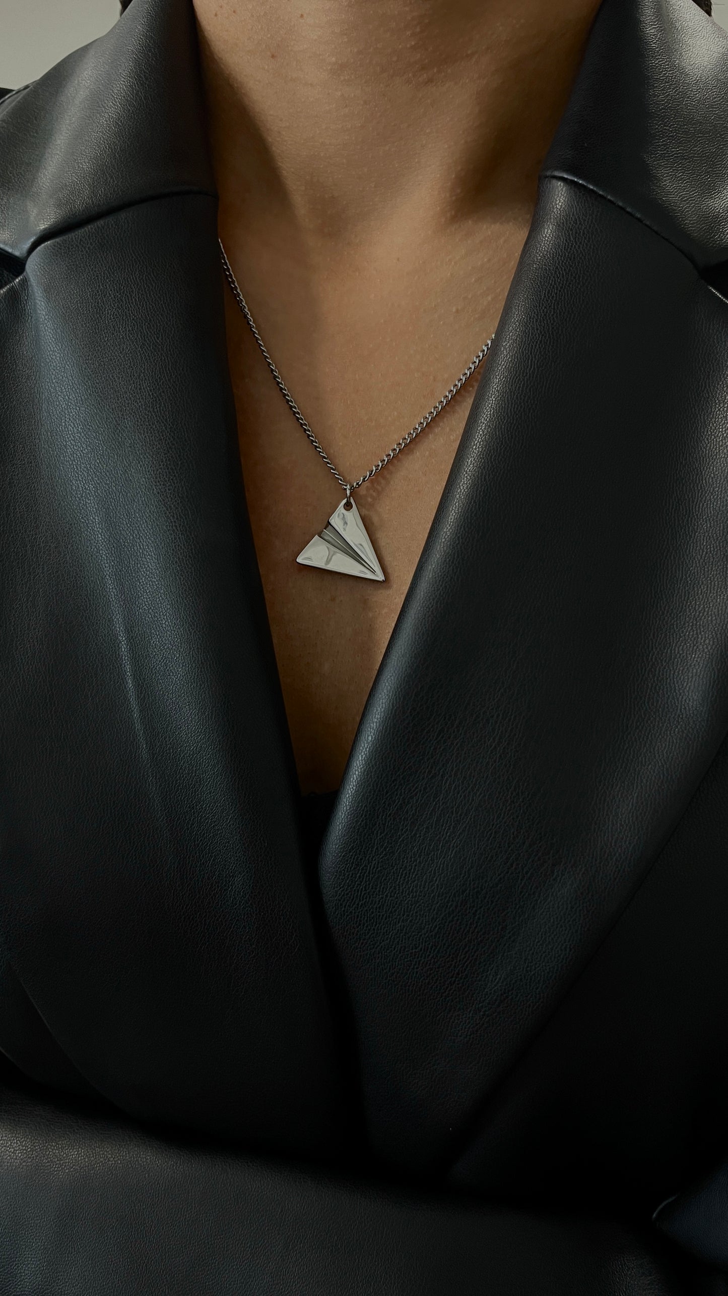 silver necklace paper airplane pendant waterproof jewelry grief gift