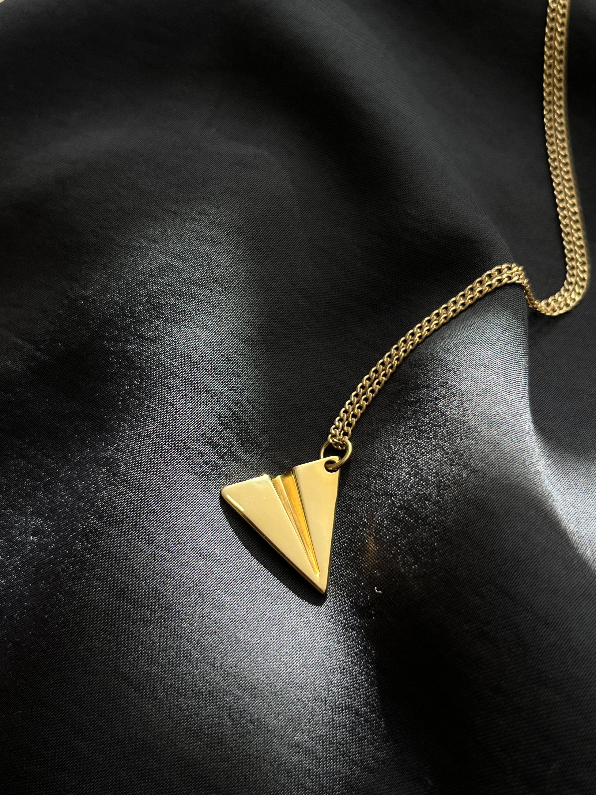 gold paper airplane necklace chain pendant jewelry for grief loss mental health jewelry gift