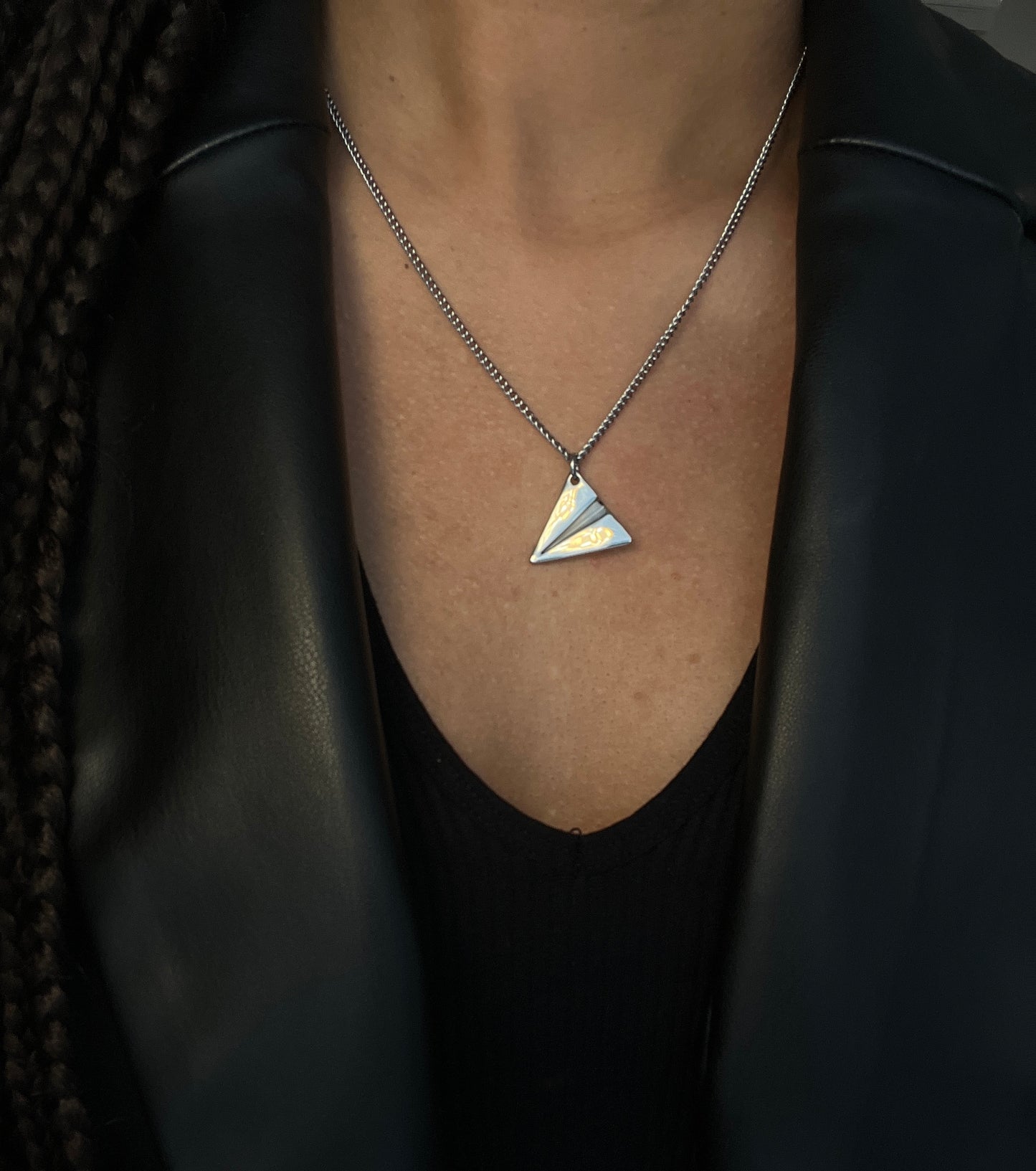 silver necklace paper airplane pendant waterproof jewelry grief gift 